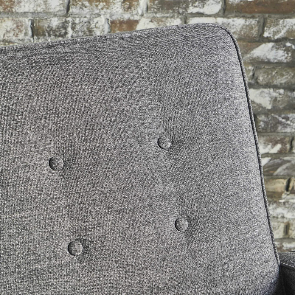 Modern Reclining Loveseat  Cushioned Seat With Buttoned Backrest  Grey/Back   Transitional   Loveseats   by Declusia  Houzz