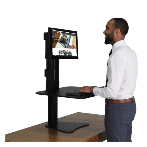 Victor High Rise Standing Desk Workstation， 28w x 23d x 15.5h， Black (DC300)