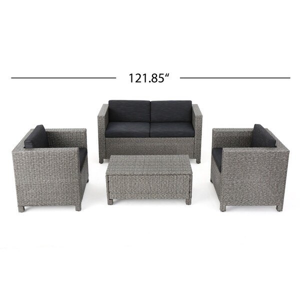 Puerta Outdoor 4piece Chat Set with Cover by Christopher Knight Home