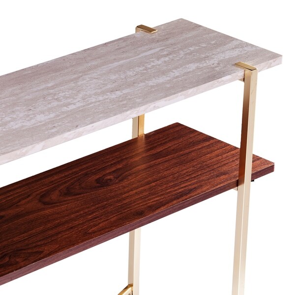 SEI Furniture Aldea Faux Marble Console Table w/ Storage