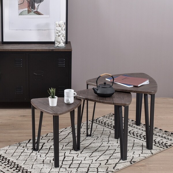 Homylin Nesting Coffee Table Set - Black/Brown- 3-Piece