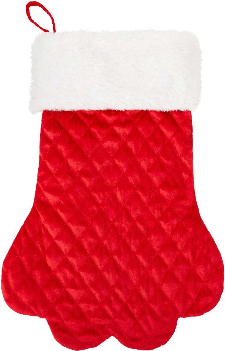 Frisco Quilted Paw Print Pet Stocking， One Size