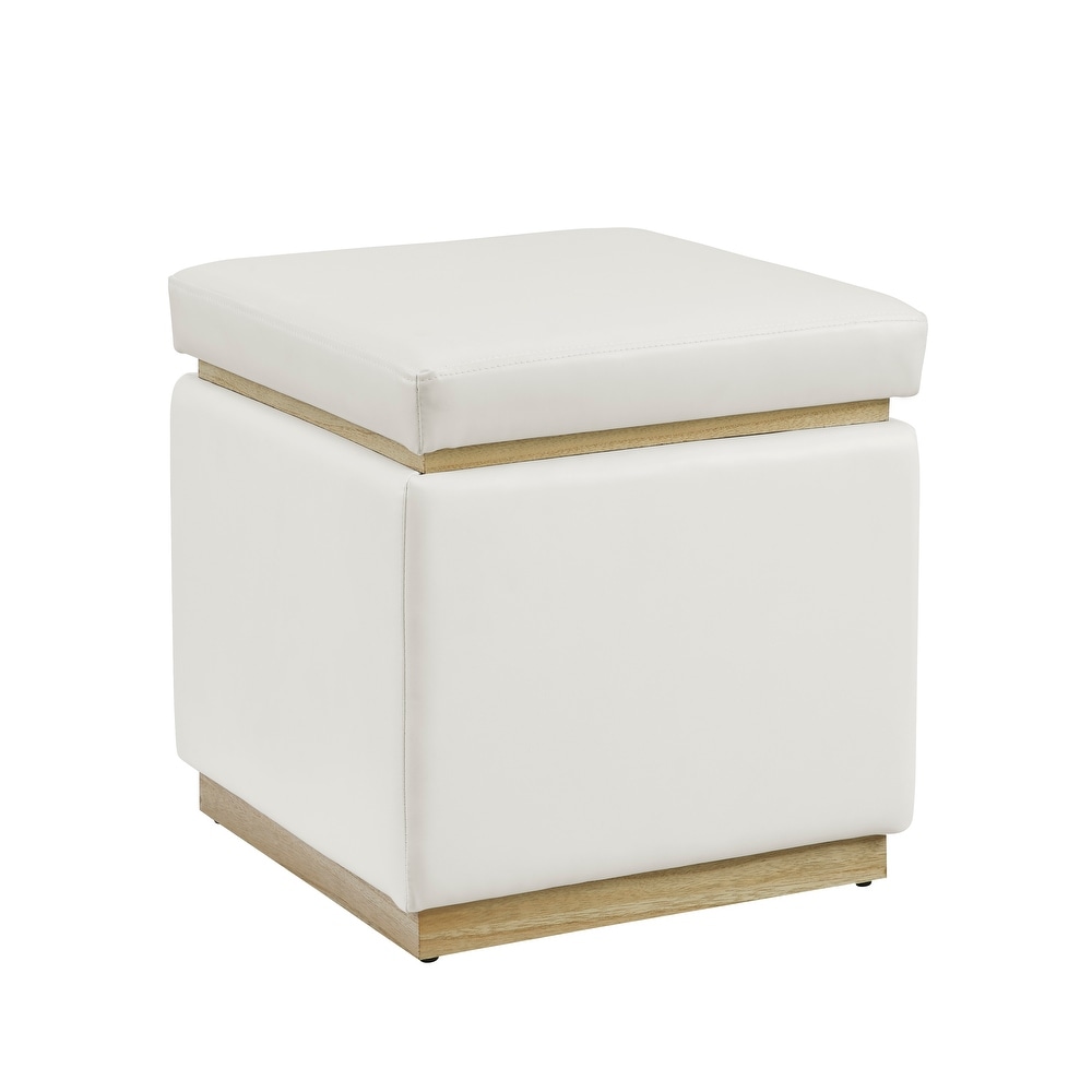 Rue Faux Leather Square Storage Ottoman