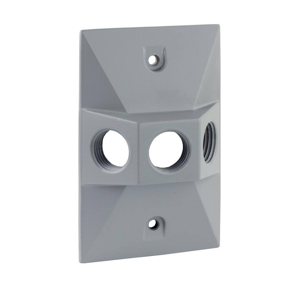 Commercial Electric 12 in. Gray 1-Gang 3-Holes Weatherproof Cover WCL130G