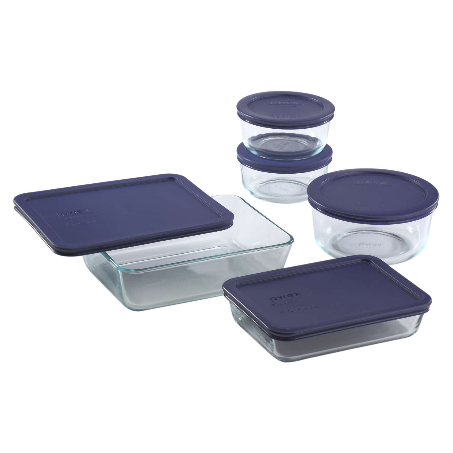 Pyrex 6.63 in. W X 13 in. L Bake and Store Set Blue/Clear 10 pc