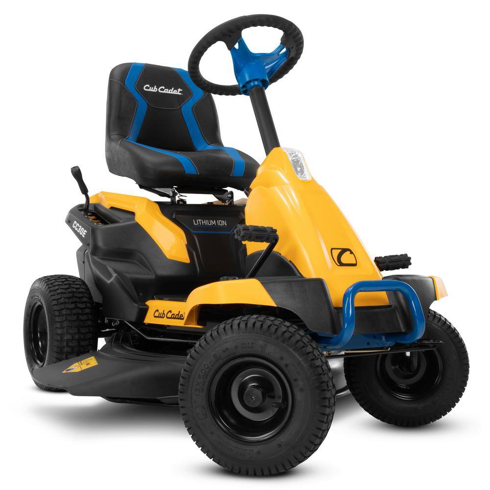 Cub Cadet 30 in. 56-Volt MAX 30 Ah Battery Lithium-Ion Electric Drive Cordless Riding Lawn Tractor with Mulch Kit Included CC30E