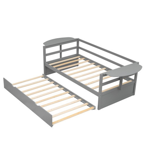 Twin Size Daybed with Trundle and Foldable Shelves...