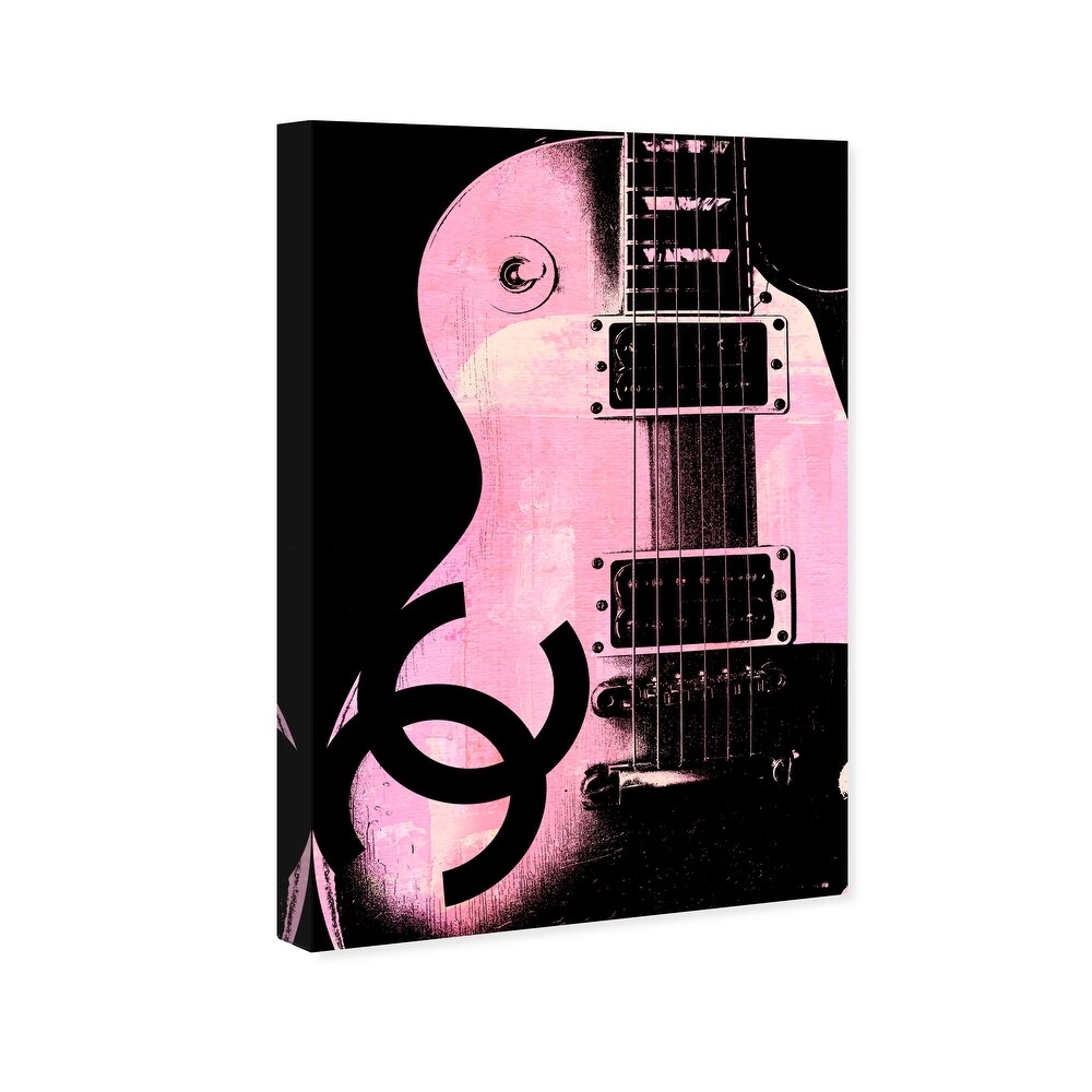 Oliver Gal 'Pink Glam Guitar' Music Pink Wall Art Canvas Print