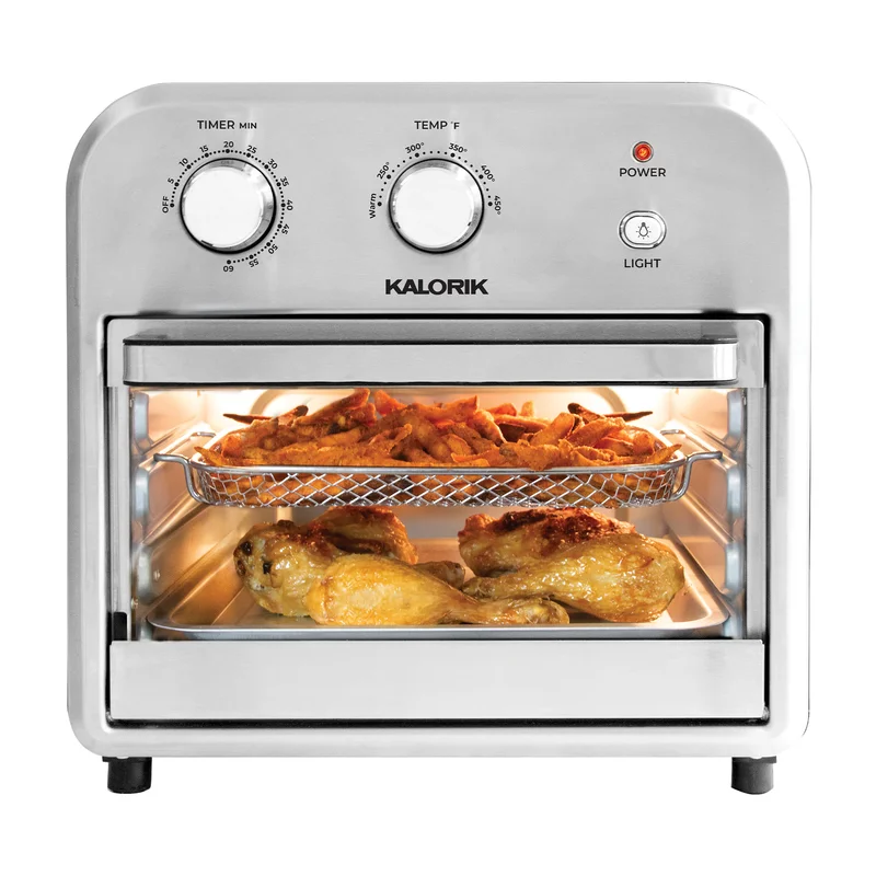 Kalorik AFO 46894 BKSS 12-Quart Stainless Steel Air Fryer Toaster Oven Combo， Multiple Functions， Rapid Hot Air Technology， No Preheating， Fast Family-Style Healthy Cooking， Low Oil Low Fat