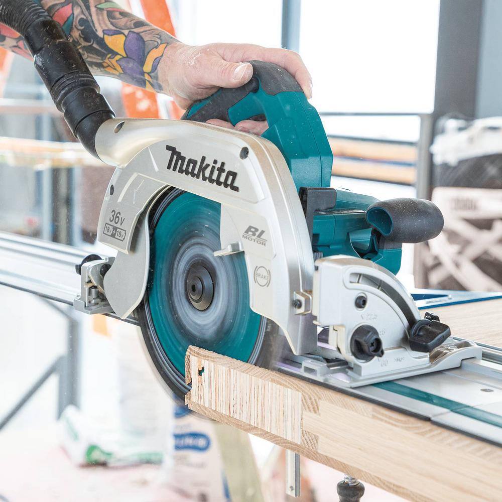 Makita 18V x2 LXT Lithium-Ion (36V) Brushless Cordless 9-14 in. Circular Saw wGuide Rail Compatible Base (Tool Only) XSH10Z