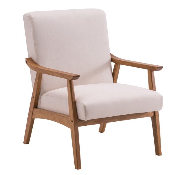 Solid Wood Retro Simple Single Sofa Accent Chair Backrest