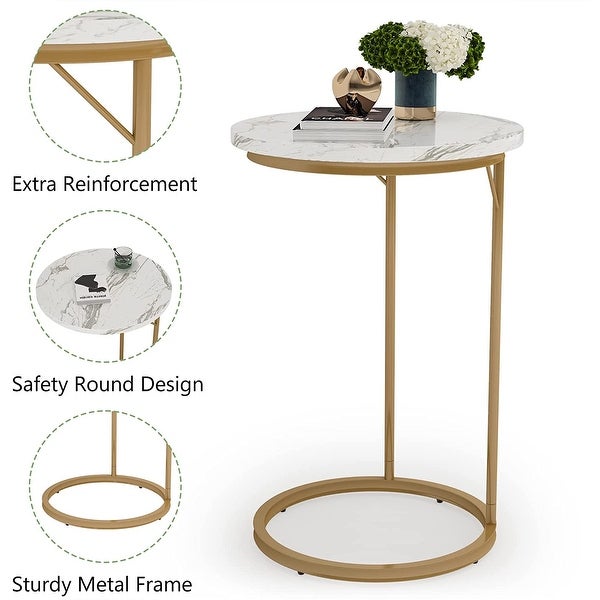 3-Tier Side Table， Rustic End Table with Storage Shelf