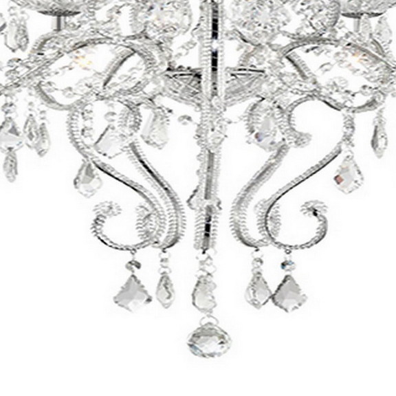 Benjara BM240301 Ceiling Lamp with Hanging Crystal...