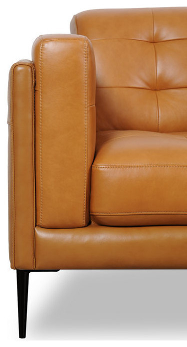 Murray Full Leather Loveseat  Tan   Midcentury   Loveseats   by Moroni  Houzz