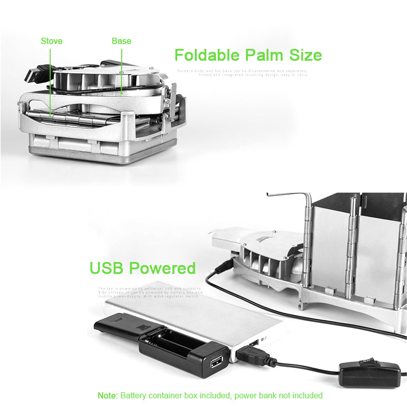 BRS BRS Portable Palm-sized Camping Outdoor Wood-burning Charcoal BBQ Furnace Electronic Blower