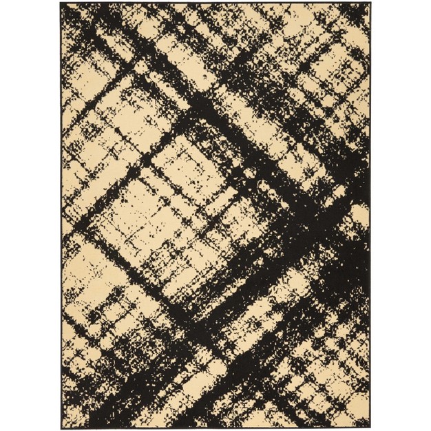 Grafix Grf01 Cream black Area Rug Rustic Contemporary Plaid By Nourison