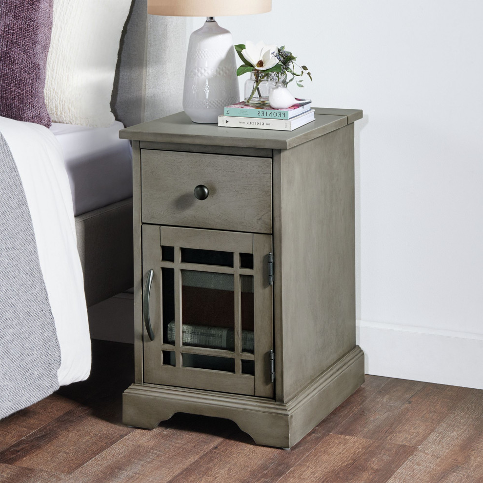 Marty Side Table With Power Port USB Gray  3A Packing   Craftsman   Side Tables And End Tables   by Picket House  Houzz