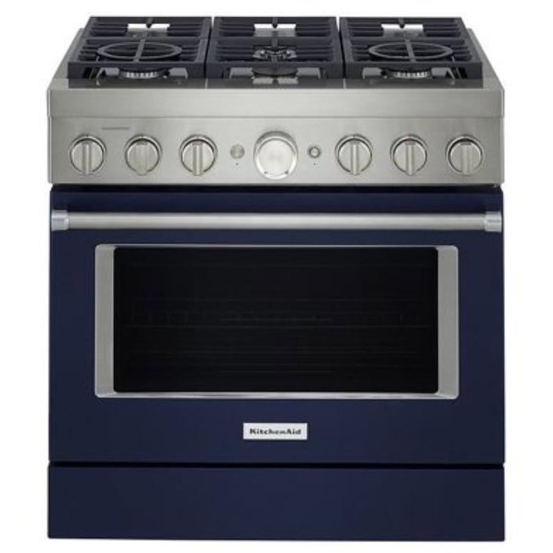 KitchenAid 36-inch Freestanding Gas Range with Even-Heat? True Convection KFGC506JIB