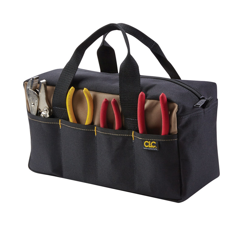 CLC 5.5 in. W X 6 in. H Polyester Tool Tote 8 pocket Black/Tan 1 pc