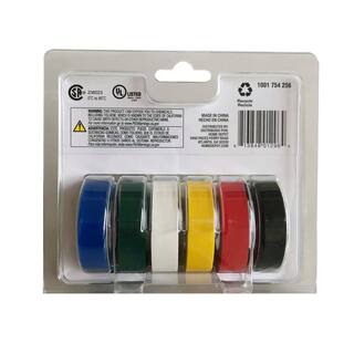 Commercial Electric 12 in. x 20 ft. Electric Tape Multi-Color (6-Pack) 30005336