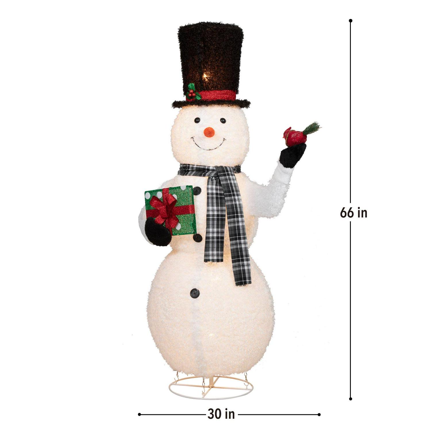 Holiday Time 66Inch Indoor Outdoor Lighted PopUp Snowman with Cardinal  Crowdfused