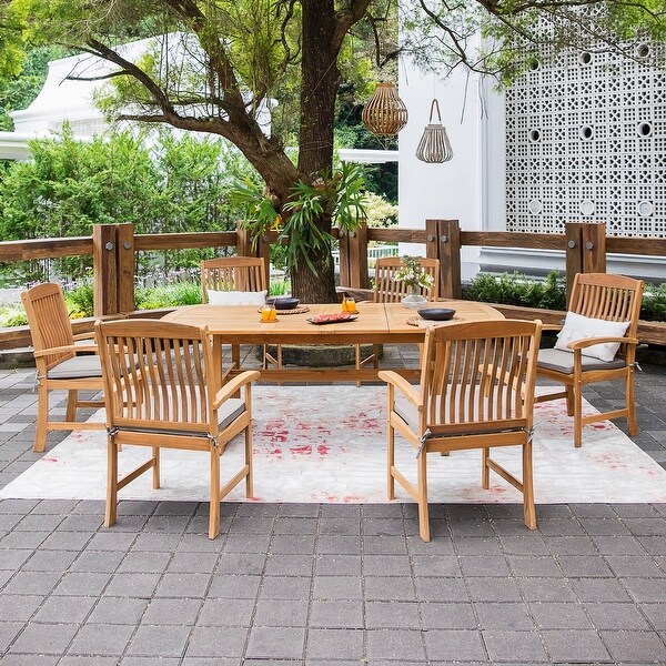 Cambridge Casual Chignik 7piece Teak Patio Extendable Dining Set