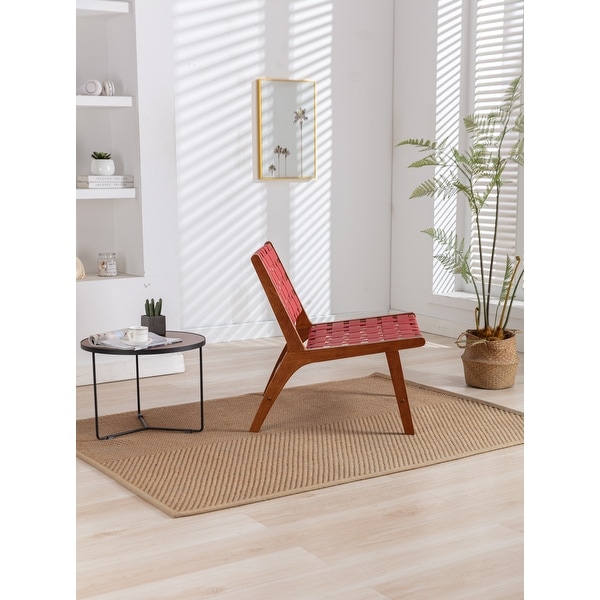 Solid Wood Frame Chair With White Wool Carpet