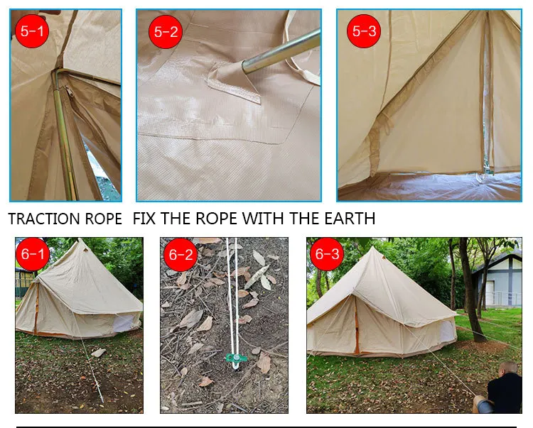 Hotel Outdoor Glamping Round Rainproof Windproof Flame Retardant Canvas Bell campingTent