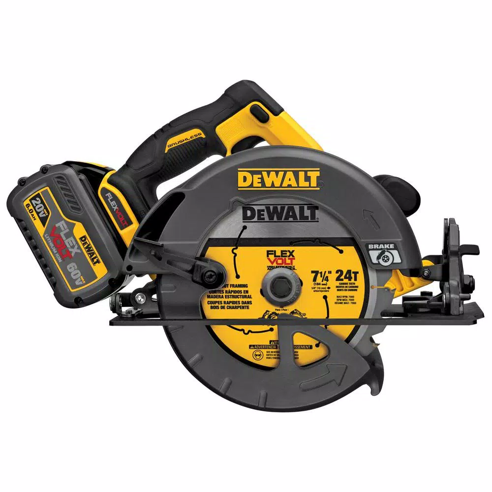 DEWALT FLEXVOLT 60-Volt MAX Cordless Brushless 7-1/4 in. Circular Saw， (1) FLEXVOLT 6.0Ah Battery and Worksite Radio and#8211; XDC Depot