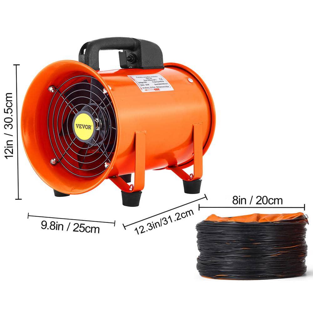 VEVOR Utility Blower Fan 8 in High Velocity Ventilator Fan 230 Watt 882 CFM with 328 ft Duct Hose for Exhausting at Home