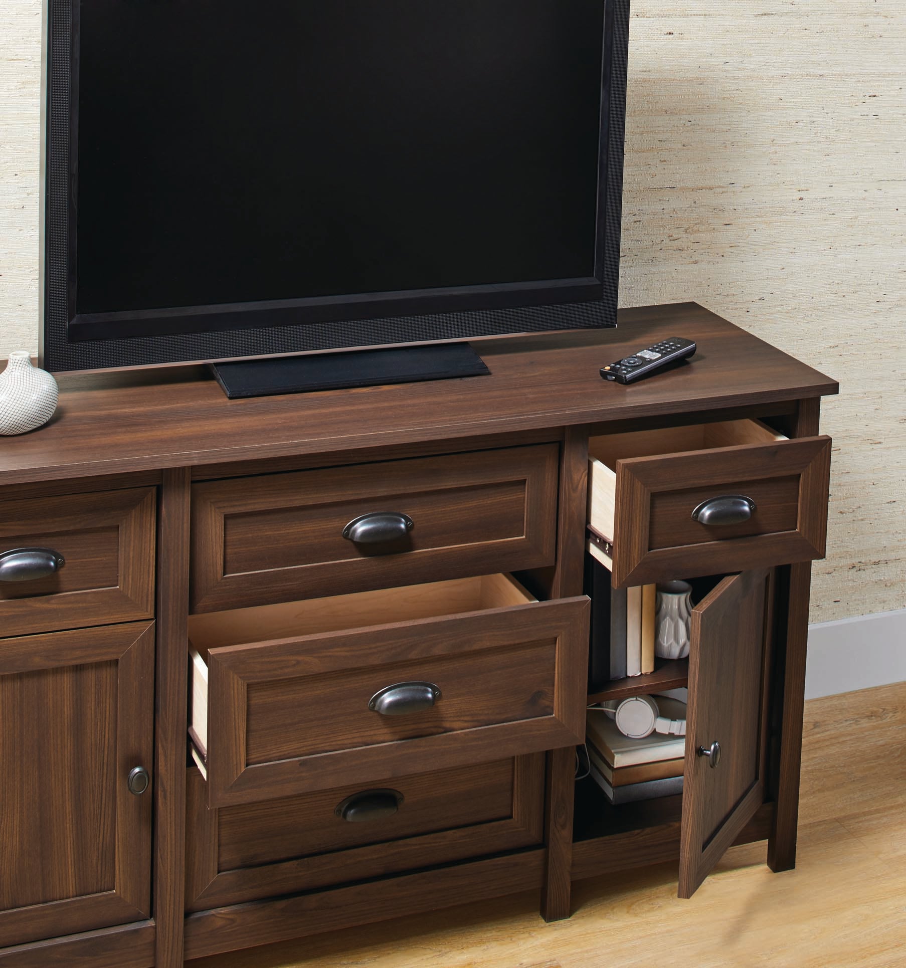 Better Homes & Gardens Lafayette TV Stand, for TVs up to 50, English Walnut Finish