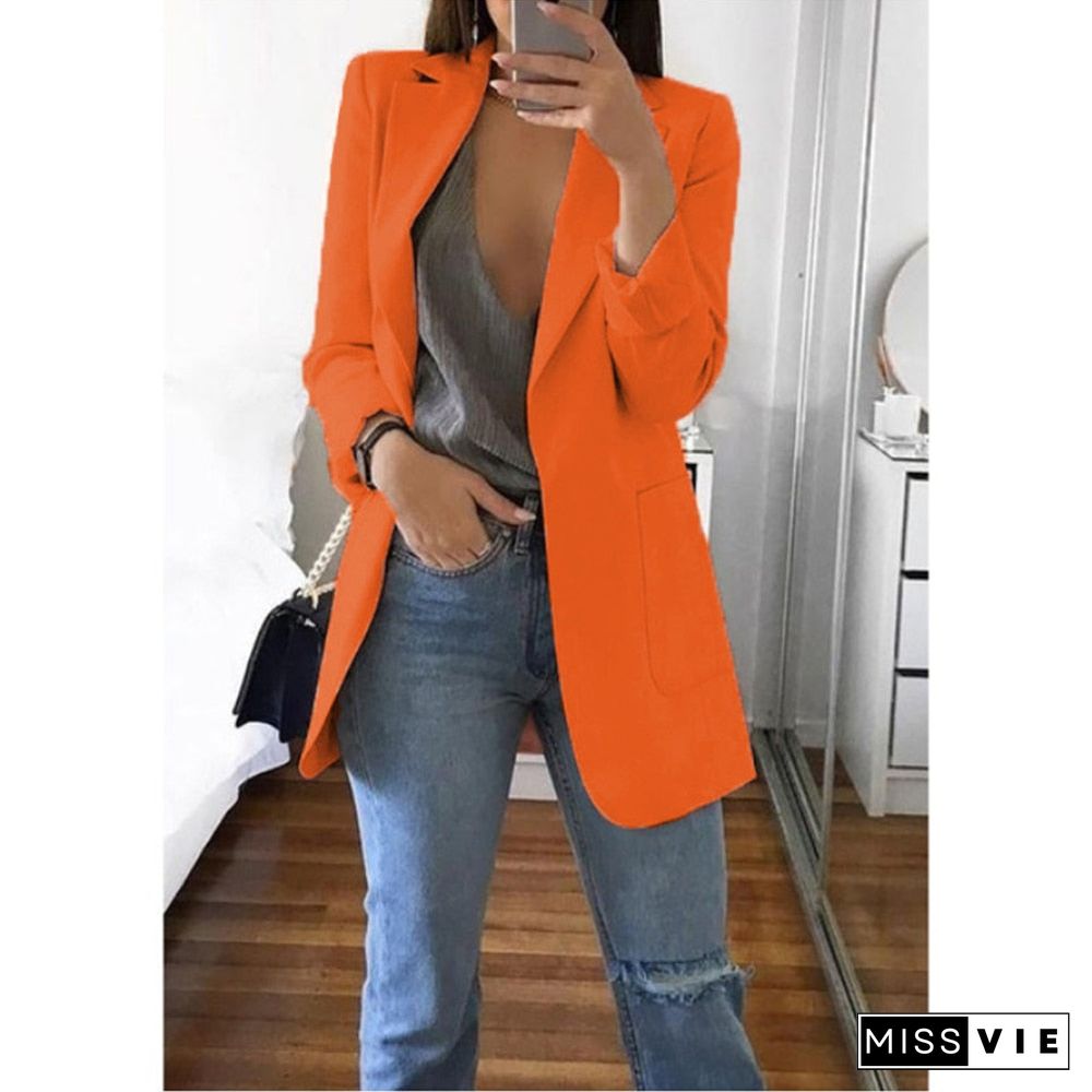 Blazer Women Jackets Summer Ladies Female Coats 5Xl Casual Fashion Basic Notched Slim Solid Office Ladies Outwear Loose New