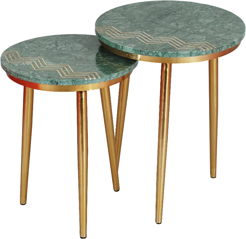 Avery Green Marble Nesting Tables， Set of 2