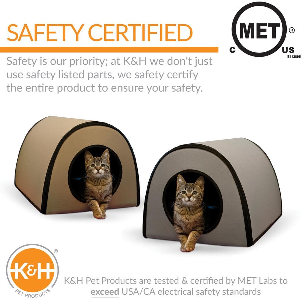 K and H Pet Products 21 in. x 14 in. x 13 in. 25-Watt Tan Mod Thermo-Kitty Shelter 100213178