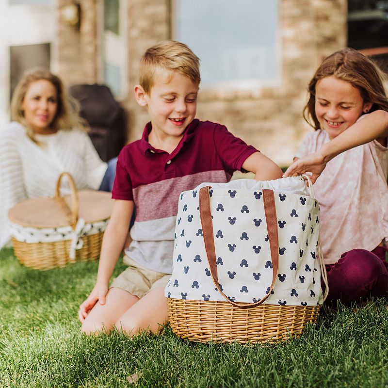 Disney's Mickey Mouse Silhouette Coronado Canvas and Willow Basket Tote by Picnic Time