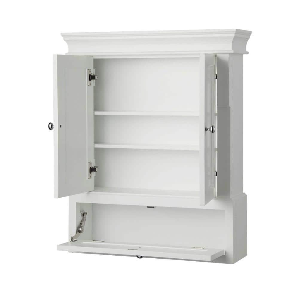 Home Decorators Collection Naples 2612 in W x 3234 in H x 8 in D Bathroom Storage Wall Cabinet in White