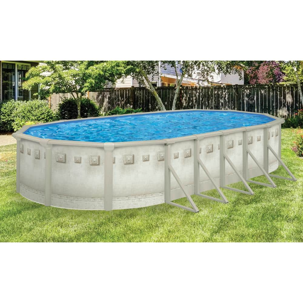 AQUARIAN Palisades 18 ft. x 33 ft. Oval 52 in. D Above Ground Hard Sided Pool Package PSEABT183352HD5