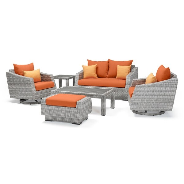 Cannes 6 Piece Sunbrella Outdoor Patio Love and Motion Club Seating Set