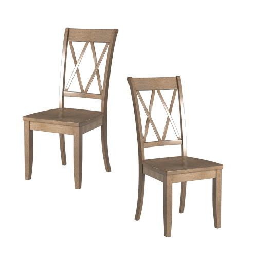 Casual Brown Finish Side Chairs Set of 2 Pine Vene...