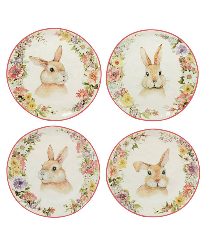 Certified International Easter Garden 8.5 Assorted Dessert Plates Set of 4