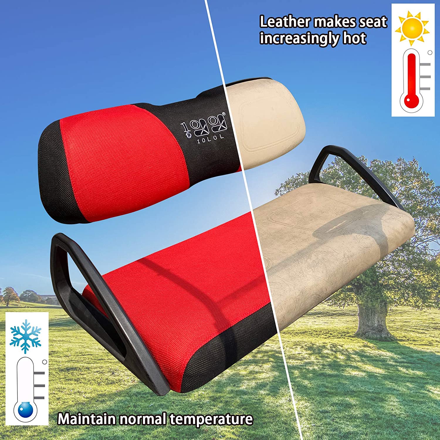 10L0L Golf Cart Seat Cover for Yamaha Club Car Precedent-Red Black (L Size)