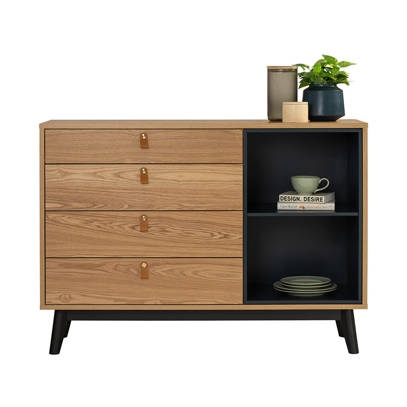 CASTOR Sideboard Buffet 125cm - Natural, Navy Blue & Black