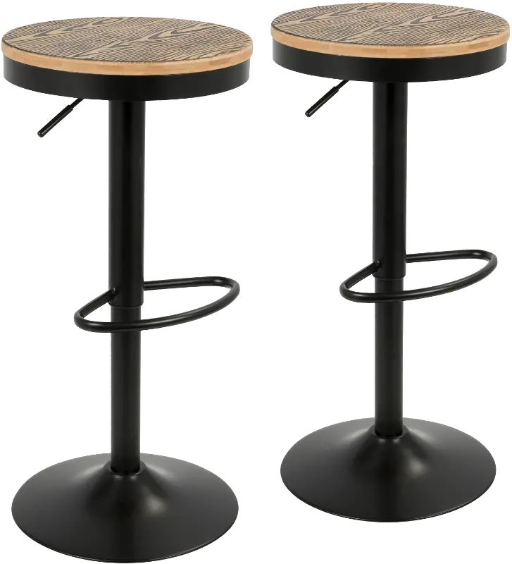 Dakota Black Adjustable Bar Stool， Set of 2