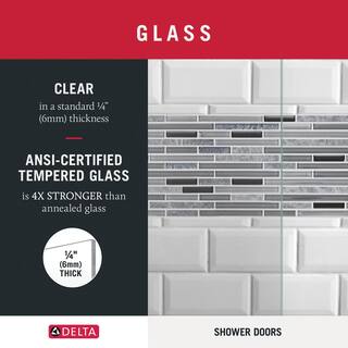 Delta Lyndall 60 in. W x 58-34 in. H Contemporary Sliding Frameless Tub Door in Matte Black with 14 in. (6 mm) Clear Glass SD6765039