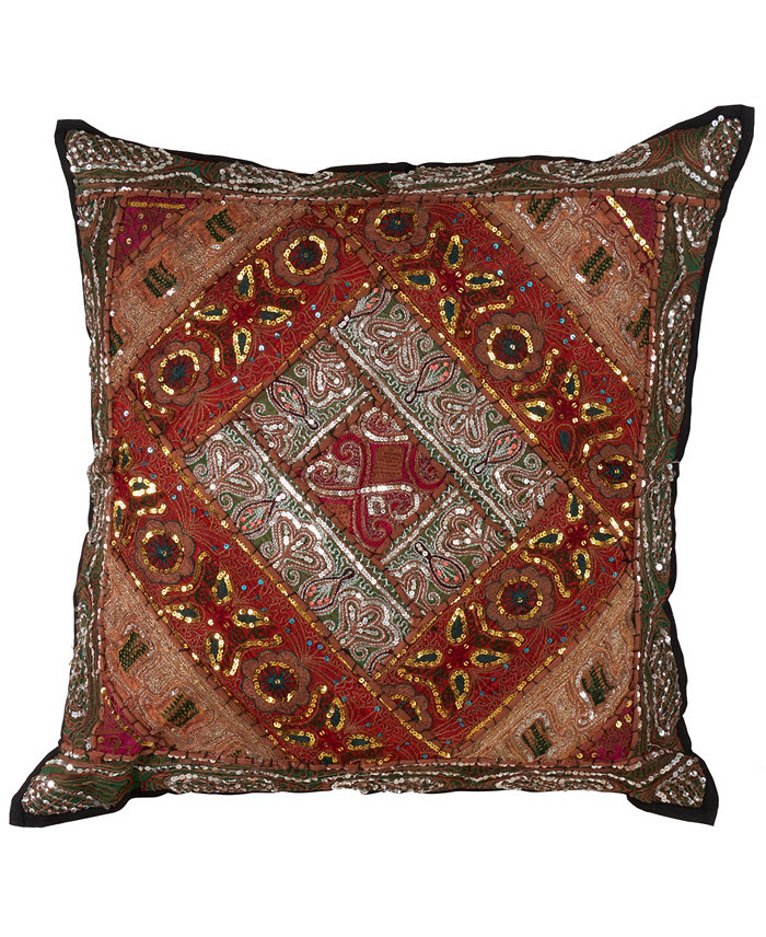 Saro Lifestyle Handmade Sari Sitara Decorative Pillow， 26 x 26