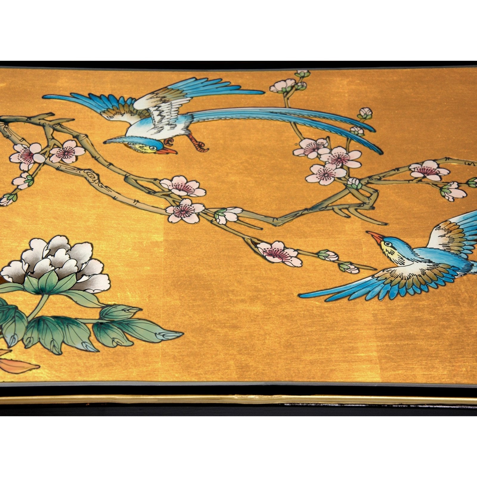 Oriental Furniture Gold Leaf Lacquer Bench