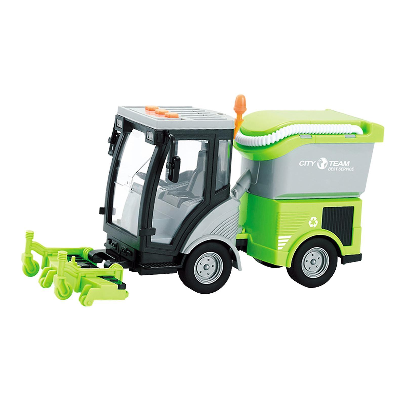 Heavy Duty Cleaning Vehicle Kids 1/16 Street Sweeper Truck Birthday Gift Green