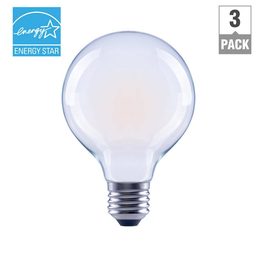 EcoSmart 40-Watt Equivalent G25 Globe Dimmable ENERGY STAR Frosted Glass Filament LED Vintage Edison Light Bulb Daylight (3-Pack) FG-03399