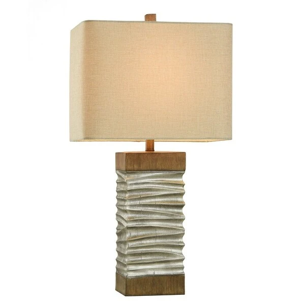 Darley Table Lamp - Silver and Brushed Brown Finish - Beige Shade