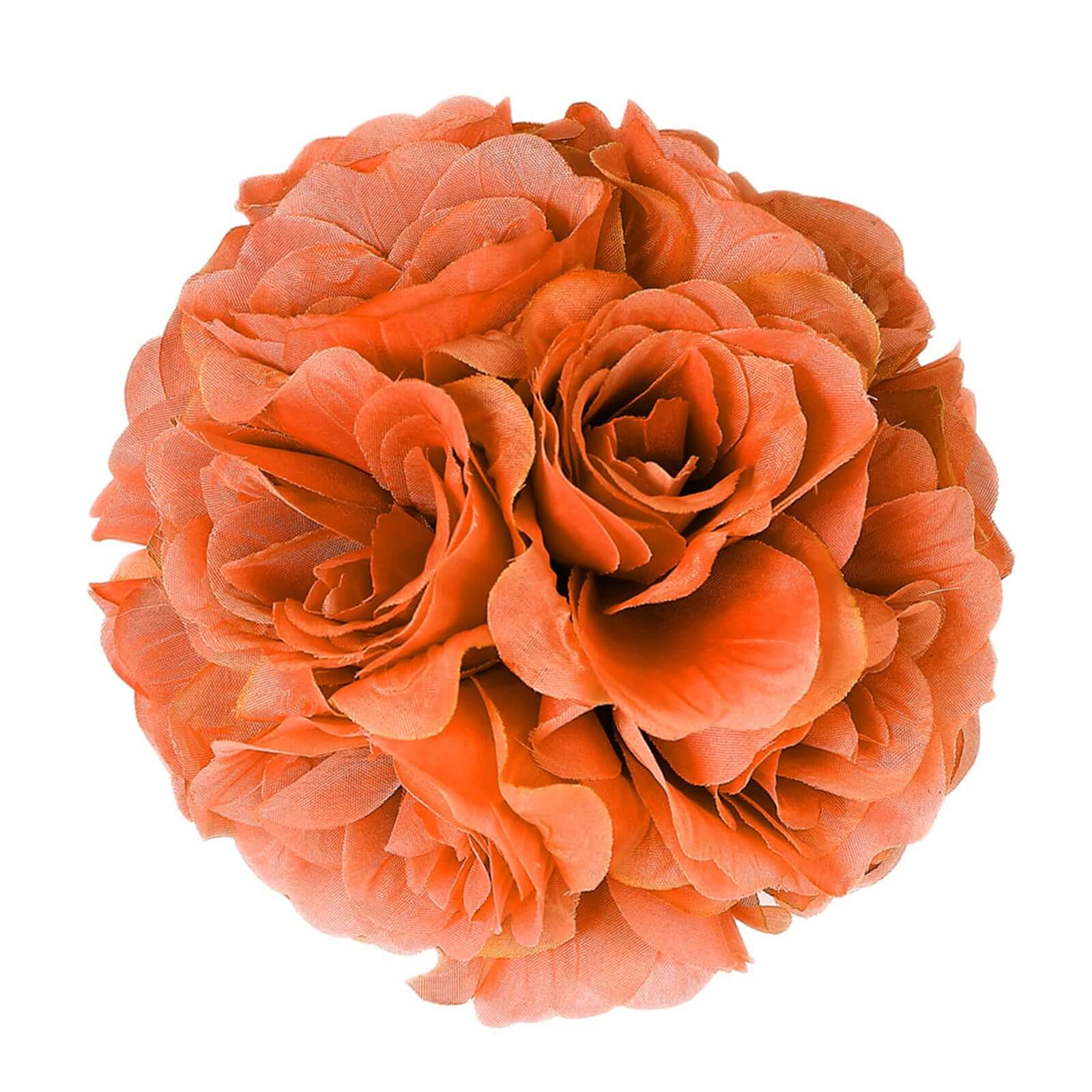 2 Pack Terracotta (Rust) Artificial Silk Rose Kissing Ball, Faux Flower Ball 7